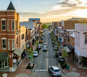 aerial downtown streetscape