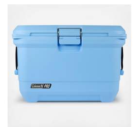 An image of a blue Coleman Pro 45-Quart Hard Cooler