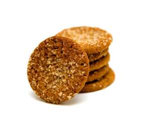 An image of a stack of SusanSnaps gingersnap cookies