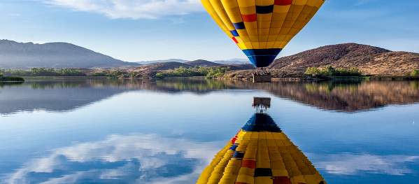 Hot Air Balloon Over Lake Skinner