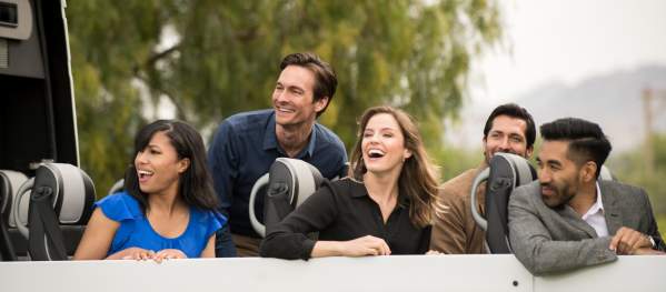 Group in convertible van