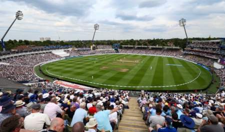 A view from the stands across the green at Edgbaston Stadium