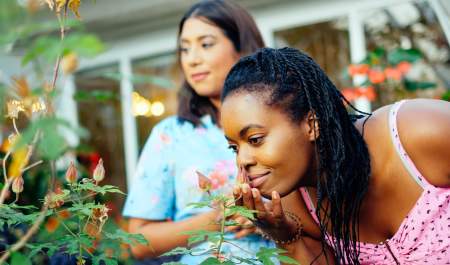 Two ladies admiring nature at Botanical Garden