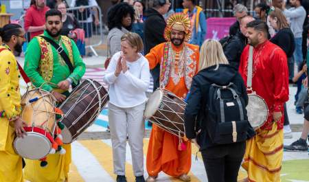 Cultural festival in Birmingham city centre with drums