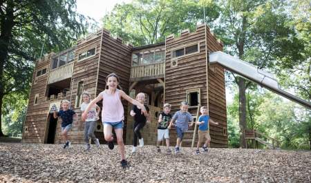 Children on adventure playground at Sudeley Castle