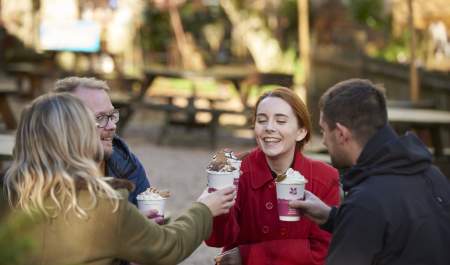 visitots at buckland abbey enjoying seasonal refreshments