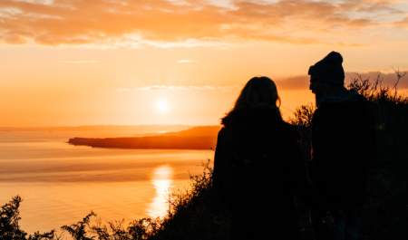 couple against the sunset