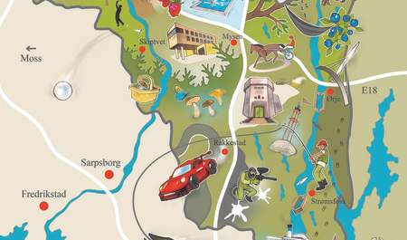 Indre Østfold kart med illustrasjoner
