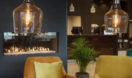Fireplace and warm atmosphere at Scandic Brennemoen