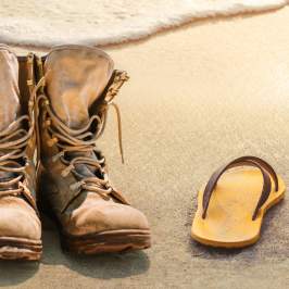 Boots and Sandals on the beach