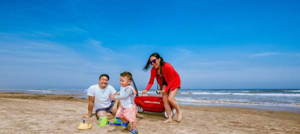 family on the beach