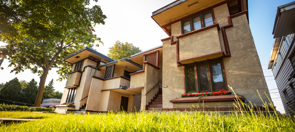 exterior of Frank Lloyd Wright architecture