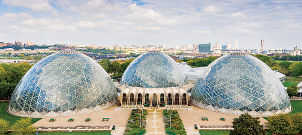 drone view of the Mitchell Park Domes