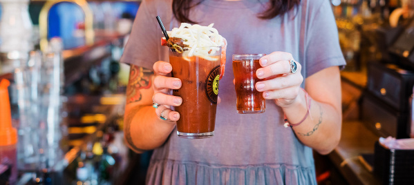 bartender holding bloody mary