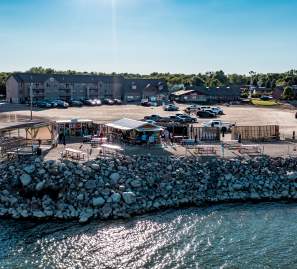 Devils Lake Woodland Resort aerial