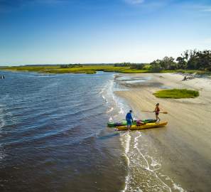 Kayaking on the beach in the Golden Isles