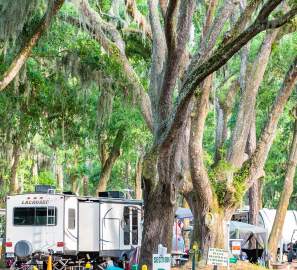 Campsites near the beach are a popular lodging option in Golden Isles GA