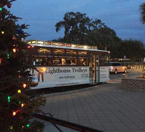 Lighthouse Trolleys hosts its annual Christmas Lights Tour around St. Simons Island, showing the best hot spots for viewing holiday light displays