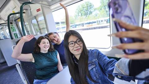 Students on a train