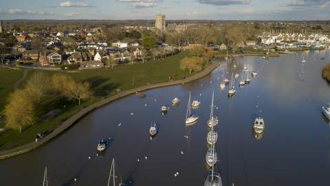 Ariel view of Christchurch town and quay