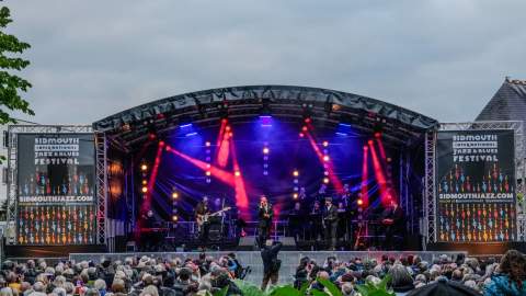 Sidmouth Jazz Fest photo of a stage with performance going on