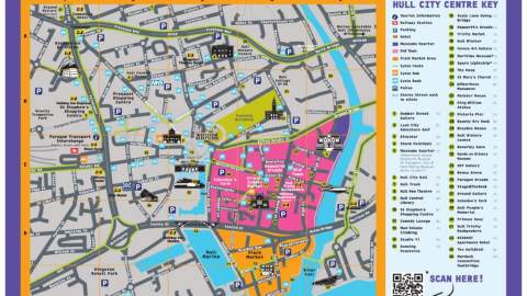 Image of Hull City Centre map with points of interest.
