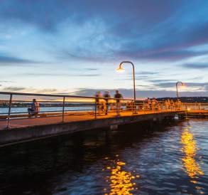 Coulon at Night-Water walkway at Lake Washington