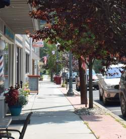 A sidewalk of a main street