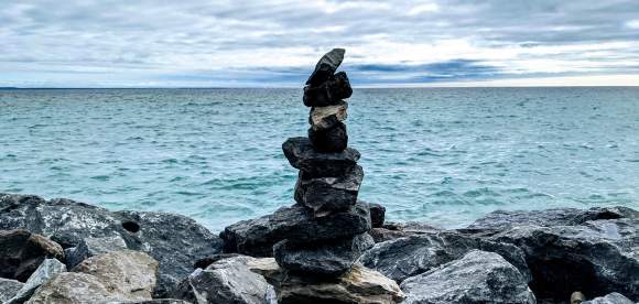 Zen rocks overlooking Lake Huron
