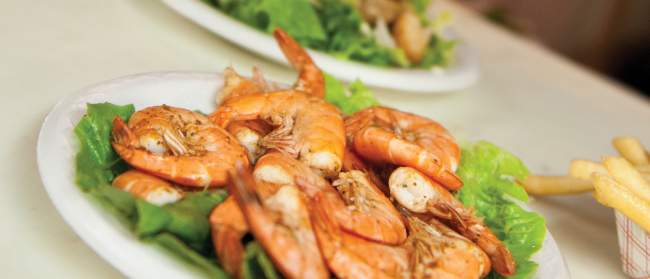 Steamed shrimp at Provision Company in Holden Beach