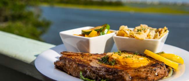 steak at The Boat Landing in Sunset Beach