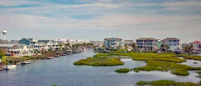 Ocean Isle Beach NC canal aerial photo