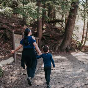 Robert Treman State Park trail mother and son