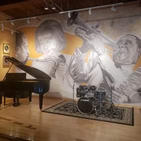 music mural with piano