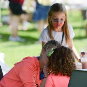 Children getting face painted