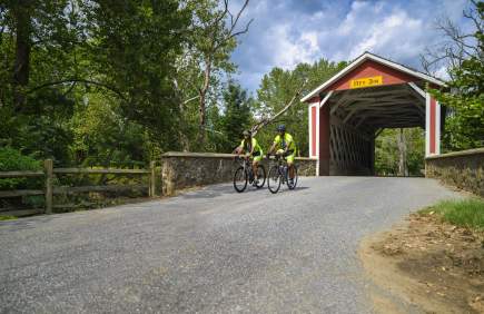 Bikers at Covered Bridge
