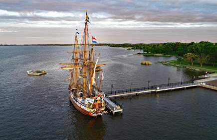 Kalmar Nyckel Docked in Historic New Castle