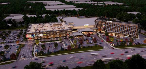 Hollywood Casino Aurora exterior aerial rendering