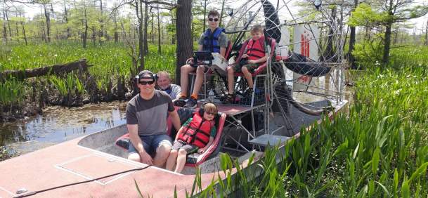 Group Of people taking an Airboat Ride in Southeast Texas