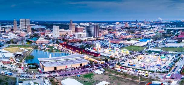 Aerial view of downtown Beaumont