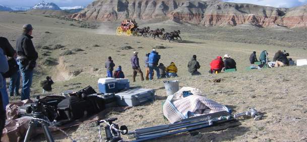 filming a stagecoach scene