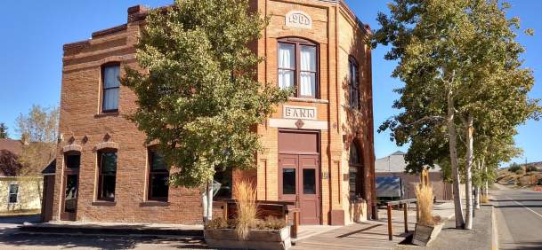 Historic Bank Museum in Meeteetse, Wyoming, featuring a classic brick facade in Park County.