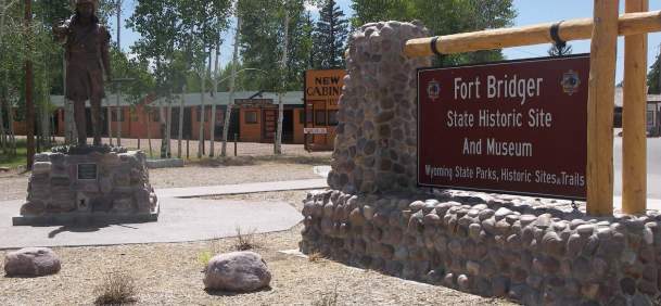 Historic buildings and structures at Fort Bridger State Historic Site in Wyoming.