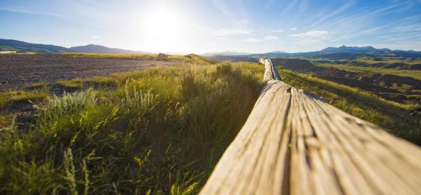 Overlook Trail with sweeping views of rugged landscapes near Dubois, Fremont County, Wyoming.
