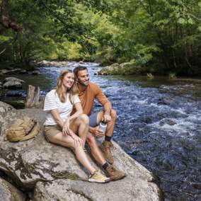 Couple on river in Smokies