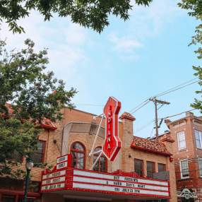 Buskirk-Chumley Theater sign in summer