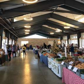 Rows of vendors at the Bloomington Winter Farmers' Market