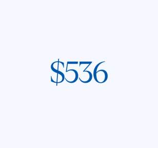 Graphic displaying "$536" in dark text against a light background.