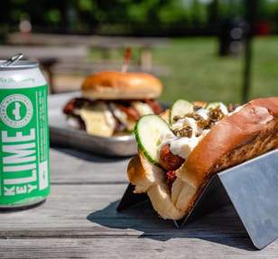 A hotdog from Boonedogs paired with a Country Boy Key Lime beer