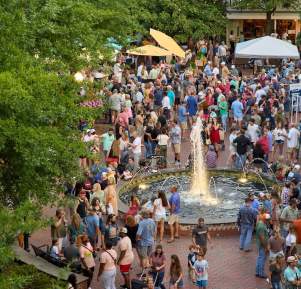 Crowd gathered at Morgan Square before a Marshall Tucker Band performance in Downtown Spartanburg in 2022